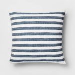 Navy blue and white stripe pillow
