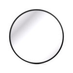 Round wall mirror with black metal frame