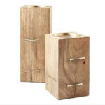 square wood pillar candle holders